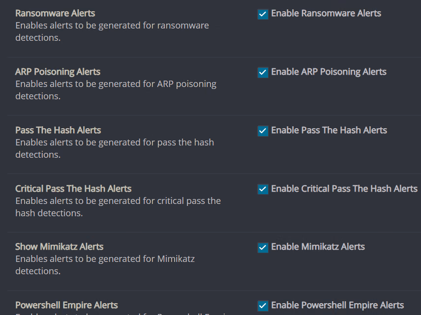 Multiple alert options in the Cynet 360 settings
