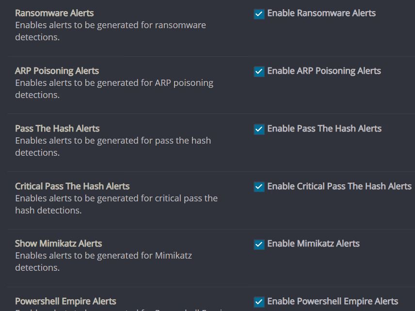 Multiple alert options in the Cynet 360 settings