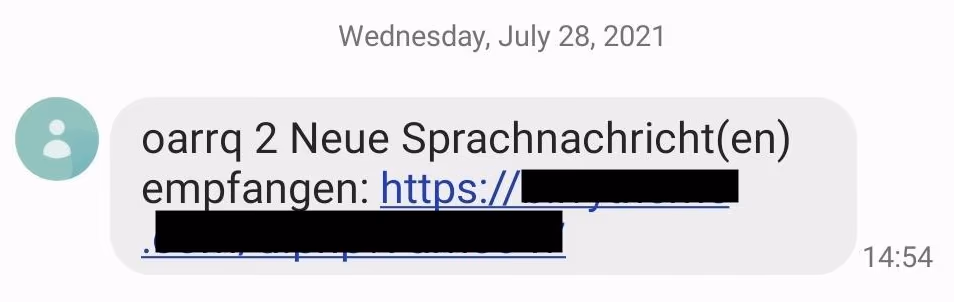 The phishing SMS we received in July 2021 in a German mobile network