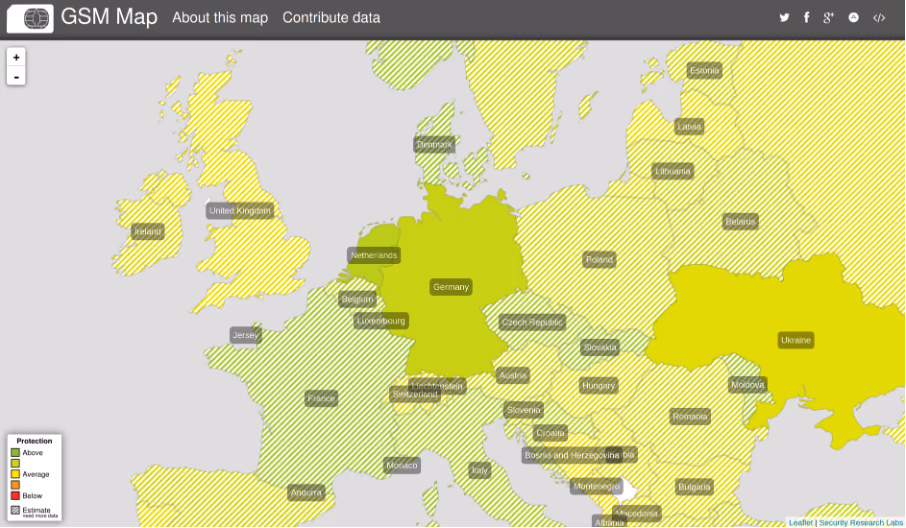 gsmmap.org highlighting mobile network(in-)security across Europe