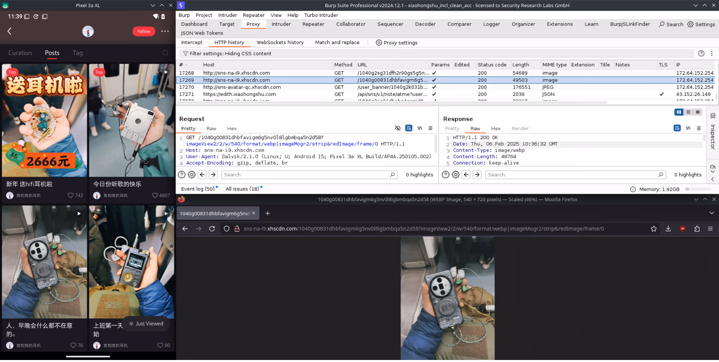 Application transmitting image posts over plaintext