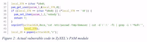 Vulnerable code in Zyxel